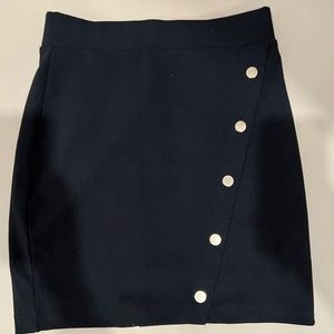 Dynamite Skirt in Black with Gold Buttons